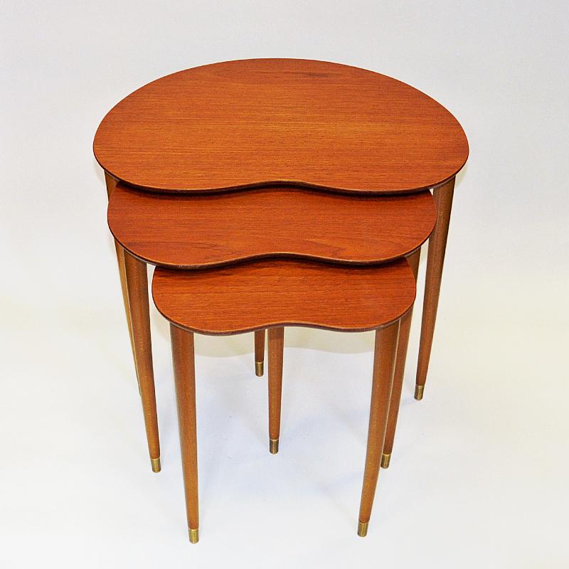 Norwegian Set of Three Teak Insert Tables by Hjerter Tres, 1960s  In Good Condition In Stockholm, SE