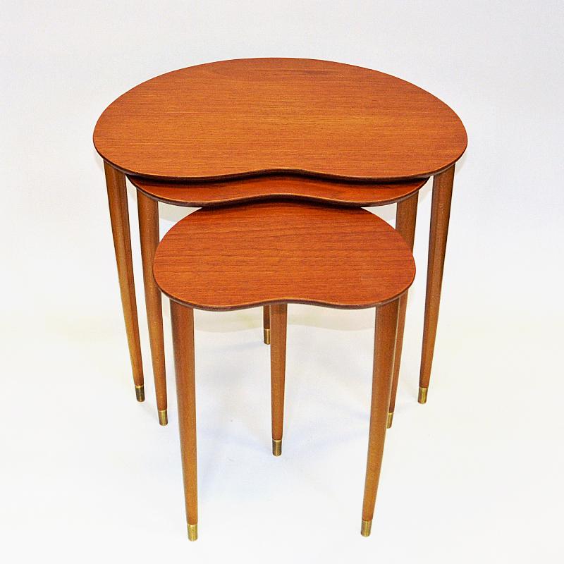Mid-20th Century Norwegian Set of Three Teak Insert Tables by Hjerter Tres, 1960s 