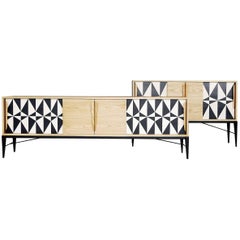 Norwegian Sideboard and Cabinet Set, 1960s, Set of Two