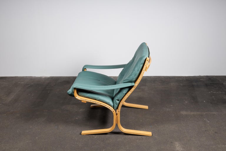 Norwegian Siesta Chair Set by Relling in Birch & Turquoise Leather for Westnofa For Sale 7