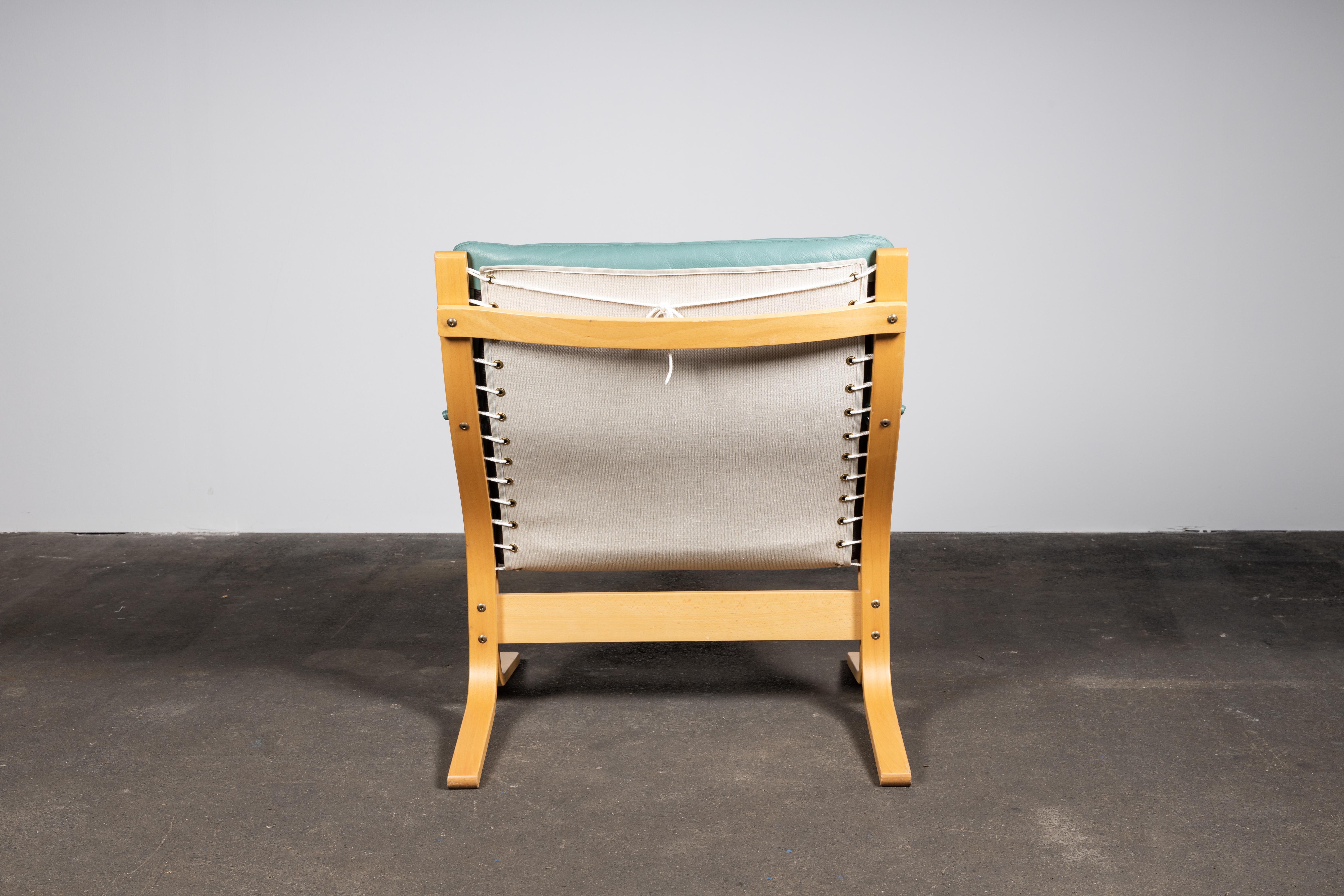 Norwegian Siesta Chair Set by Relling in Birch & Turquoise Leather for Westnofa 6