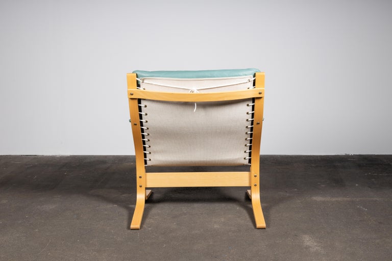 Norwegian Siesta Chair Set by Relling in Birch & Turquoise Leather for Westnofa For Sale 8
