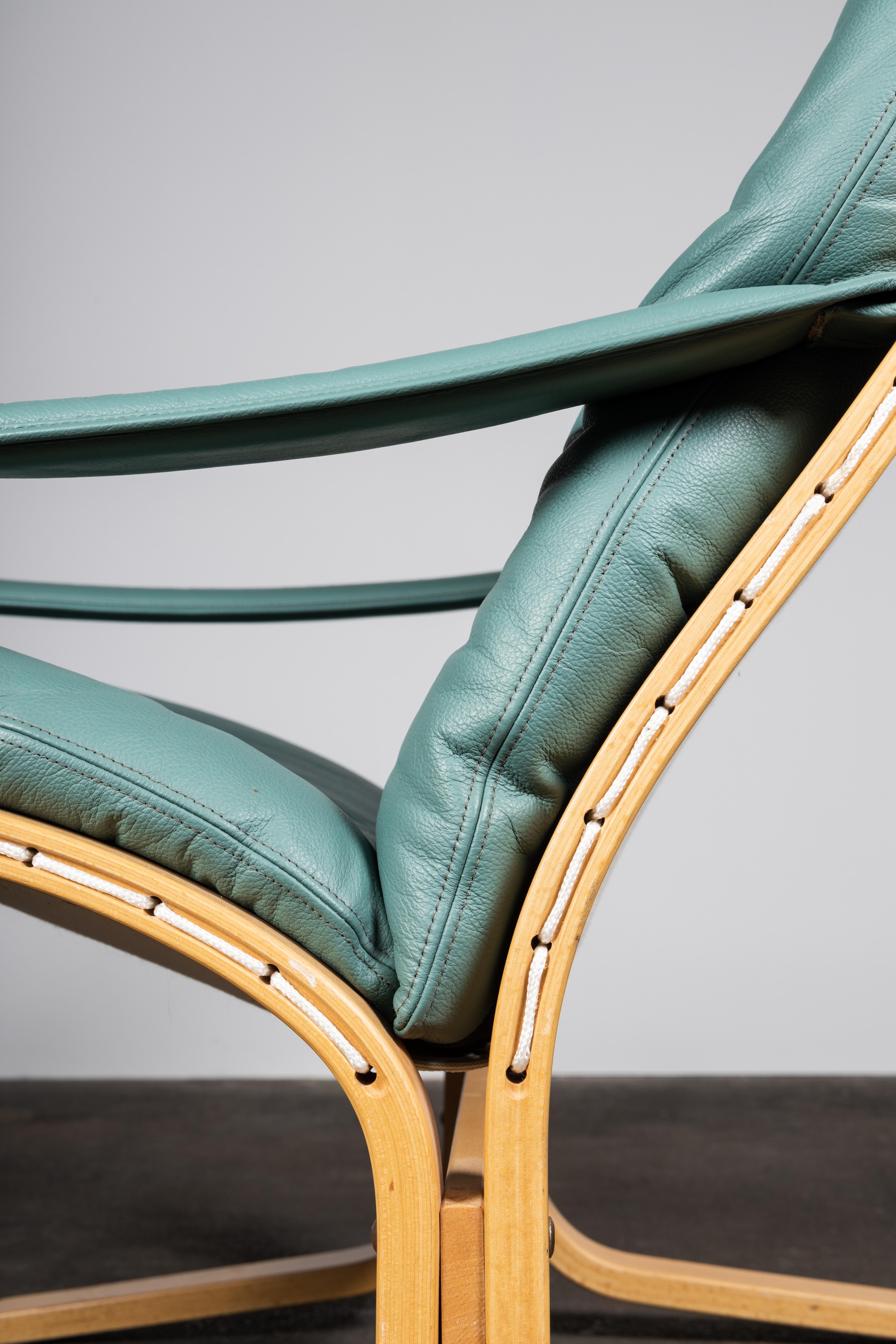 Norwegian Siesta Chair Set by Relling in Birch & Turquoise Leather for Westnofa 8