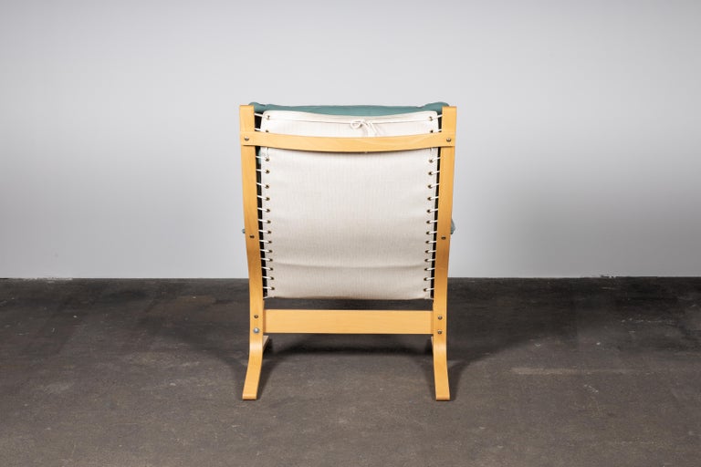 Norwegian Siesta Chair Set by Relling in Birch & Turquoise Leather for Westnofa For Sale 1