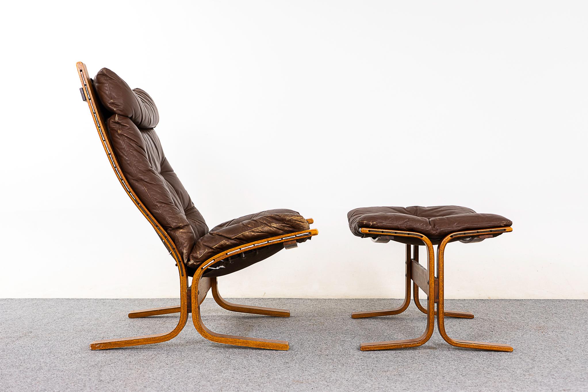Norwegian Siesta Lounge Chair & Footstool by Ingmar Relling In Fair Condition In VANCOUVER, CA