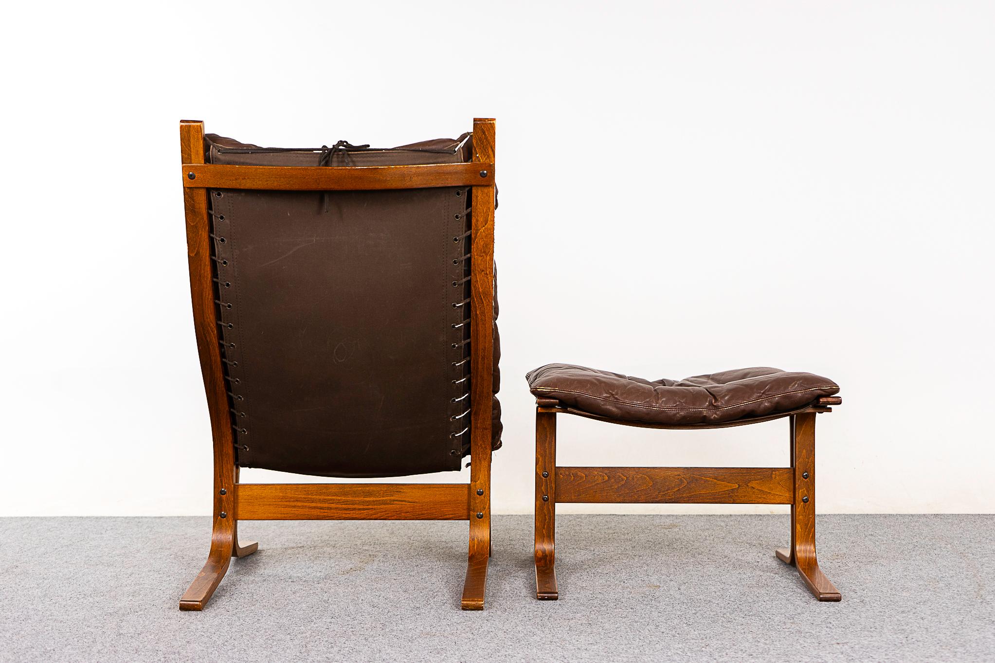 Leather Norwegian Siesta Lounge Chair & Footstool by Ingmar Relling