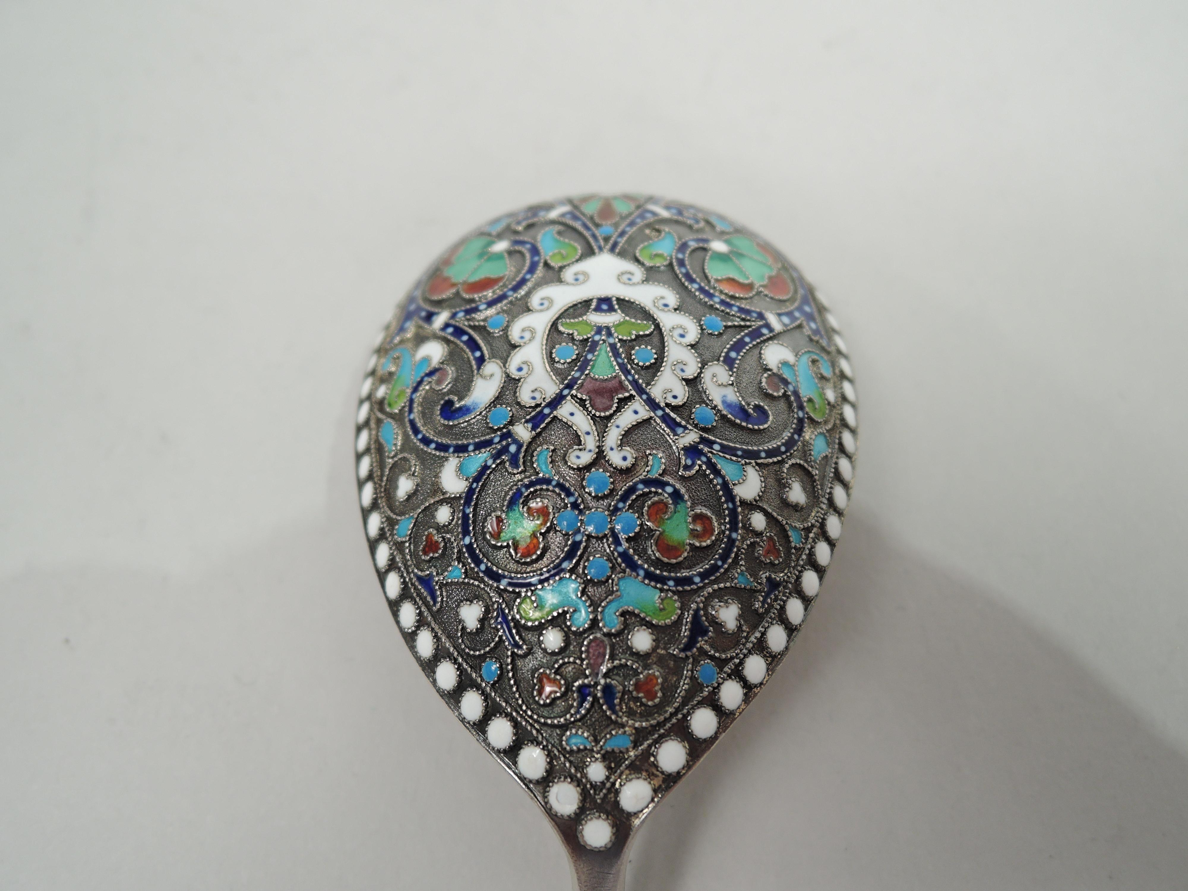 Arts and Crafts Norwegian Silver Gilt and Enamel Spoon by Marius Hammer