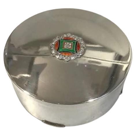 Norwegian Silver Jewellery Box with Enamel Thune For Sale