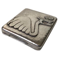 Vintage Norwegian Silver Snuff Box with the Midgaard Serpent, 1950s