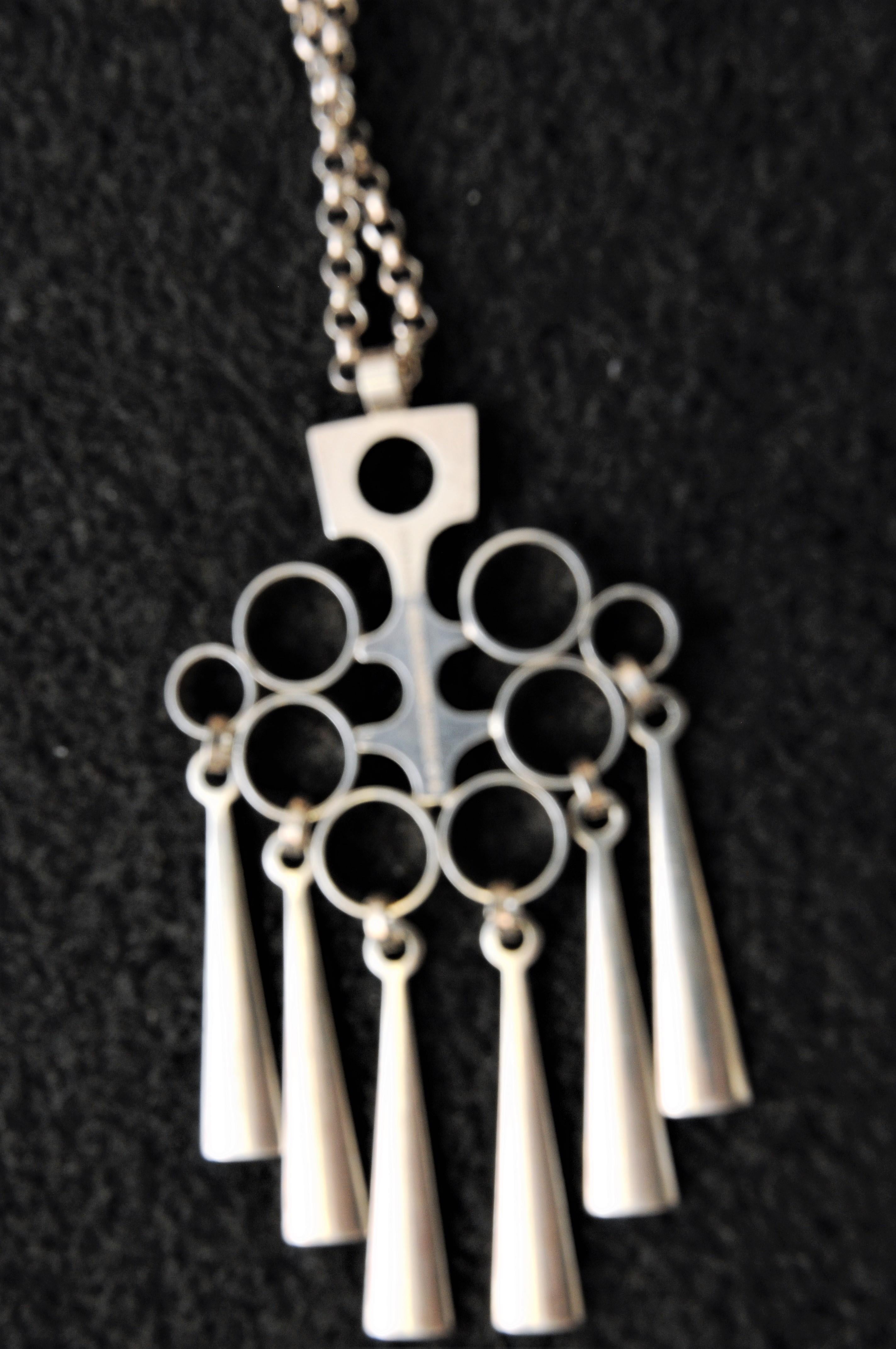 Mid-20th Century Norwegian Silver Sterling Pendant with necklace by Bjørn Sigurd Østern 1965