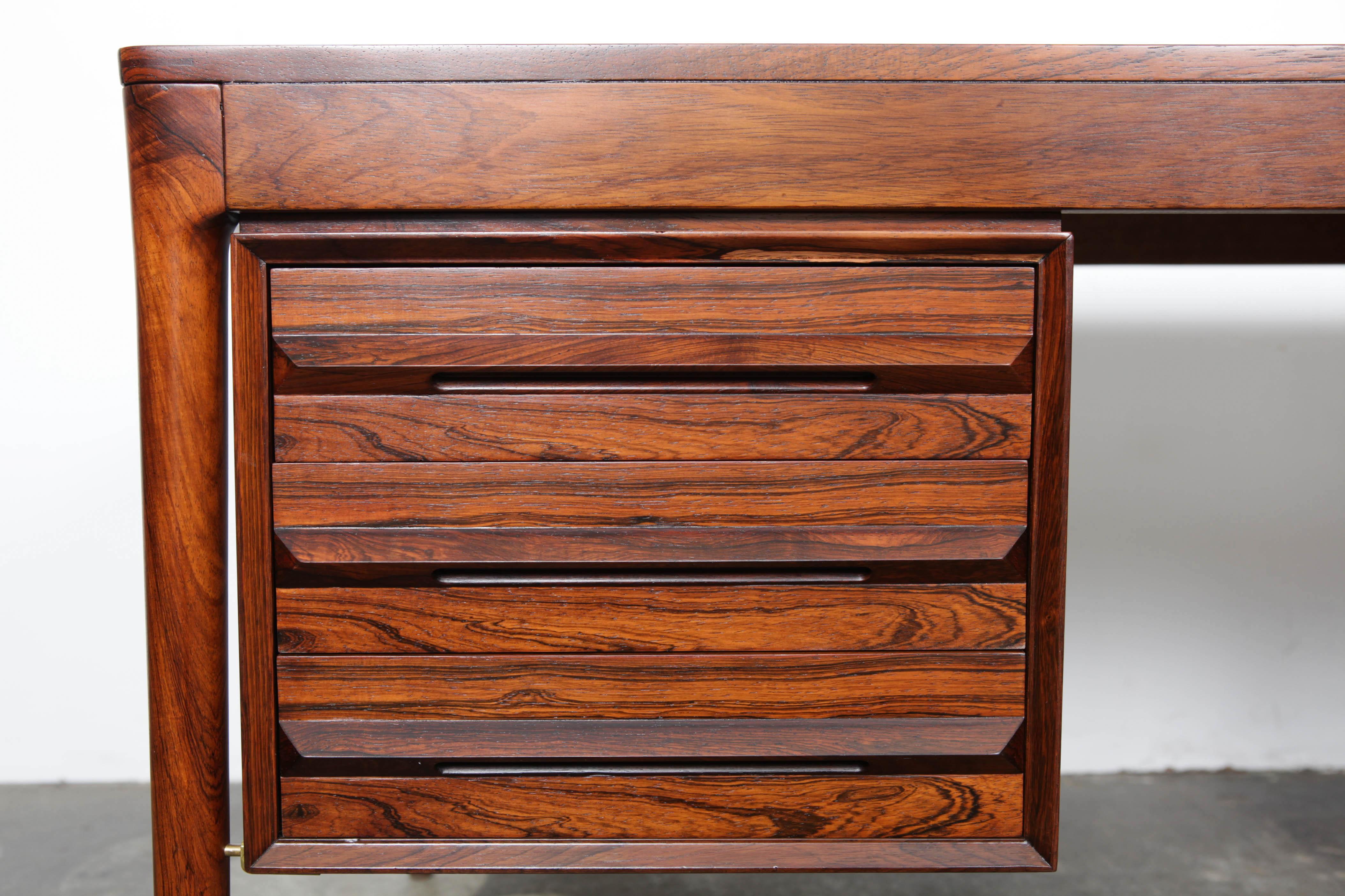 Norwegian Six-Drawer Executive Desk by Torbjørn Afdal in Brazilian Rosewood 4