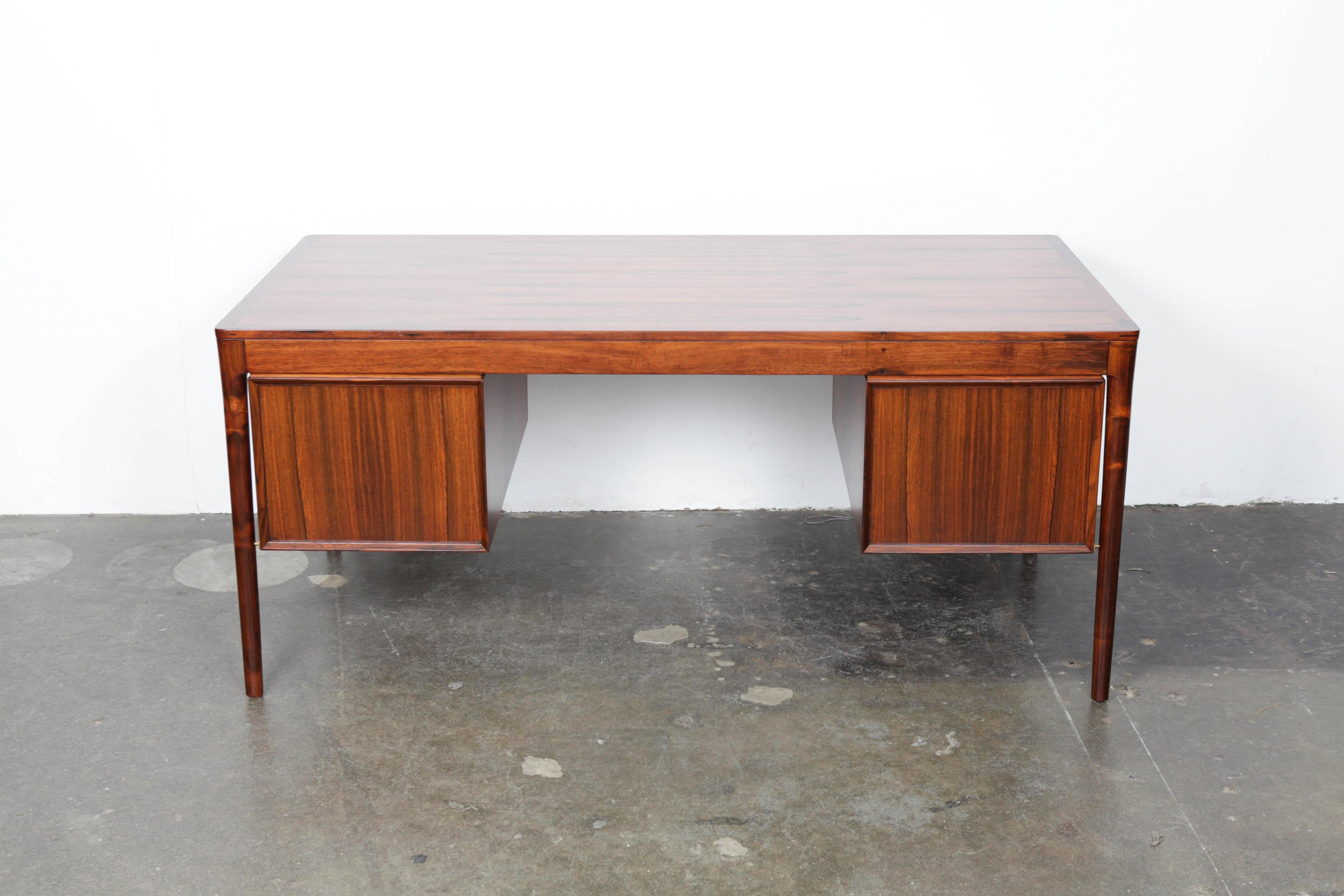 Lacquered Norwegian Six-Drawer Executive Desk by Torbjørn Afdal in Brazilian Rosewood