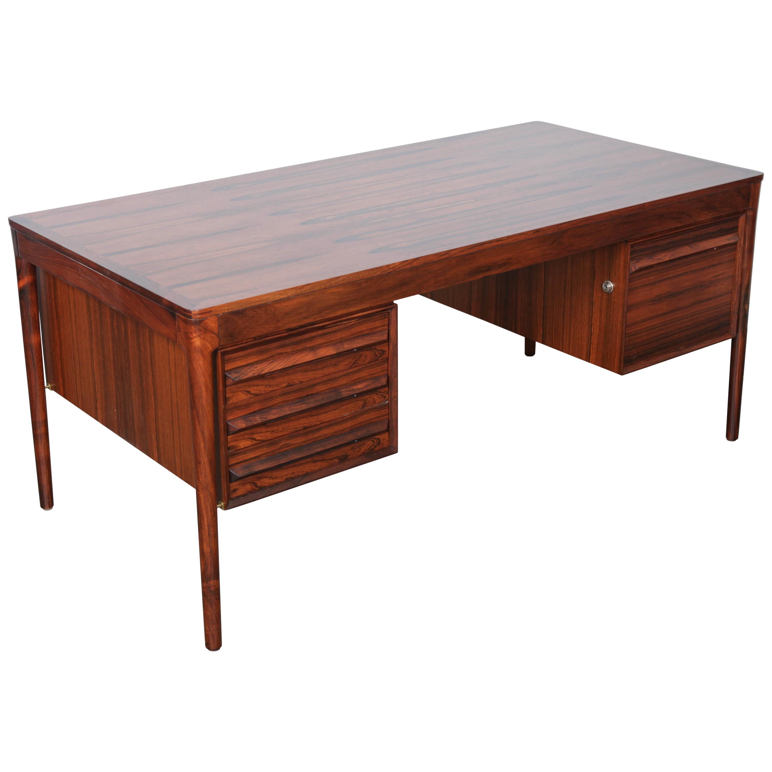 Norwegian Six-Drawer Executive Desk by Torbjørn Afdal in Brazilian Rosewood