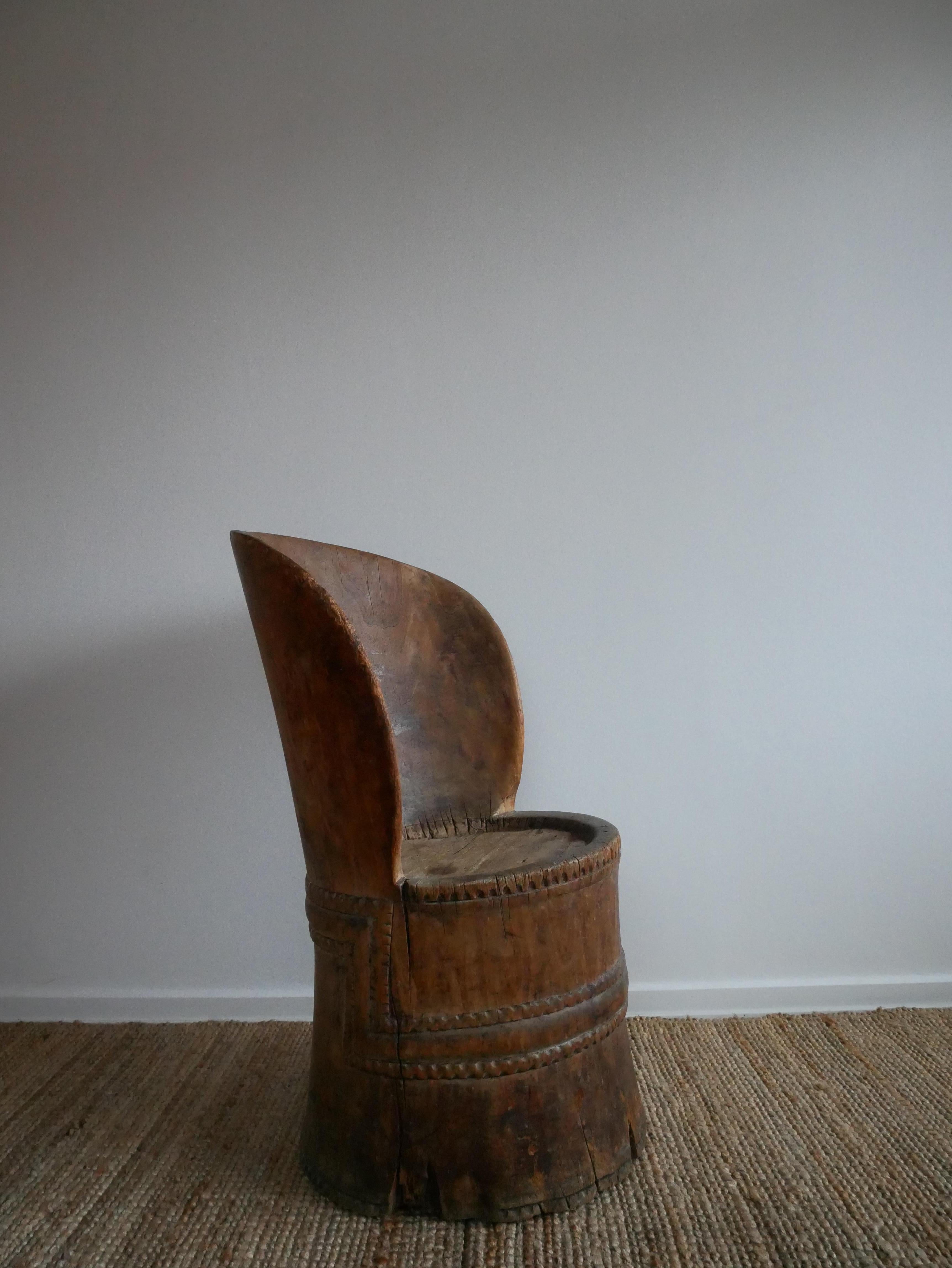 Carved Norwegian Stump Chair
