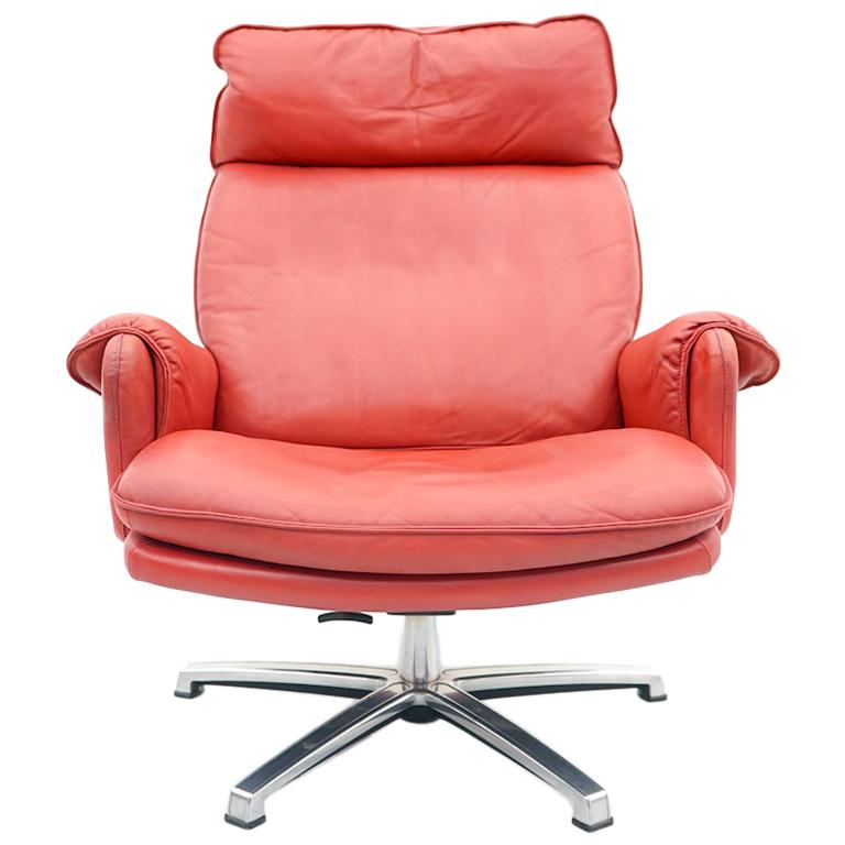 Norwegian Swivel Lounge Chair In Red, Red Swivel Chair Uk