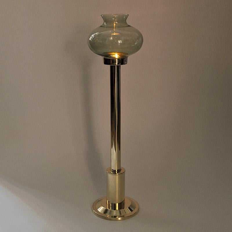 Scandinavian Modern Norwegian Tall Odel Brass Candleholder with Green Shade, 1960s