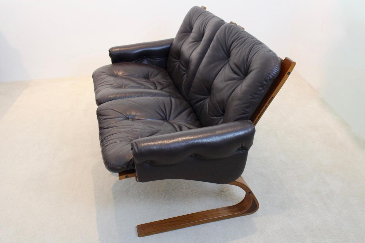 Norwegian Teak, Leather Kengu Sofa Set by Elsa & Nordahl Solheim for Rybo Rykken 8