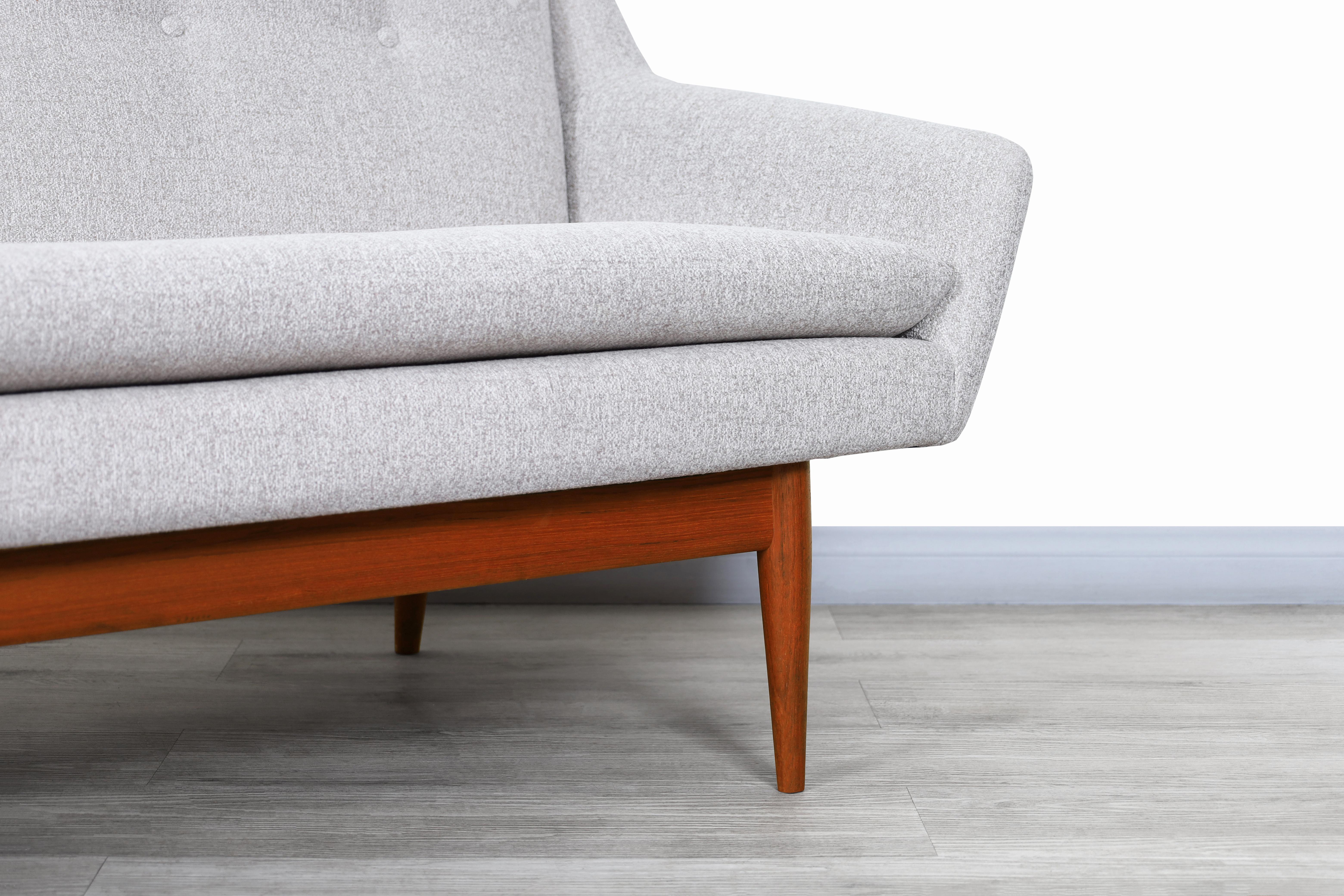 Fabric Norwegian Teak Sofa by Gerhard Berg for LK Hjelle For Sale