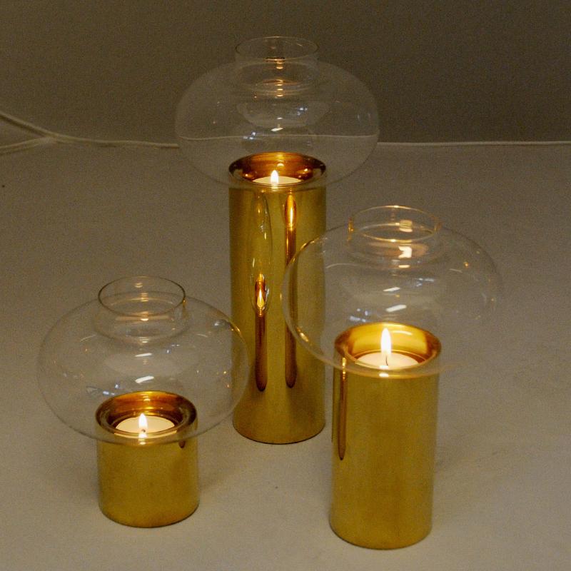 Norwegian Vintage Set of Three Brass Candleholders by Colseth, 1960s In Good Condition In Stockholm, SE