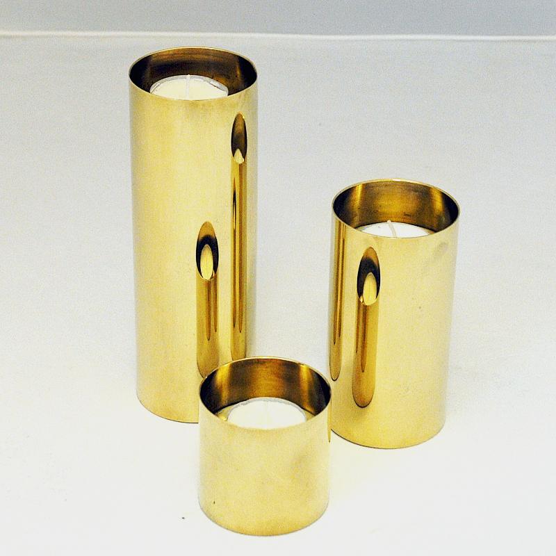 Norwegian Vintage Set of Three Brass Candleholders by Colseth, 1960s 3