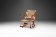 Norwegian Wood and Papercord Rocking Chair by Slåke Møbelfabrik, Norway 1940s