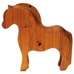 Figurine Cheval en Bois Norvégien Fjordingen:: 1980s