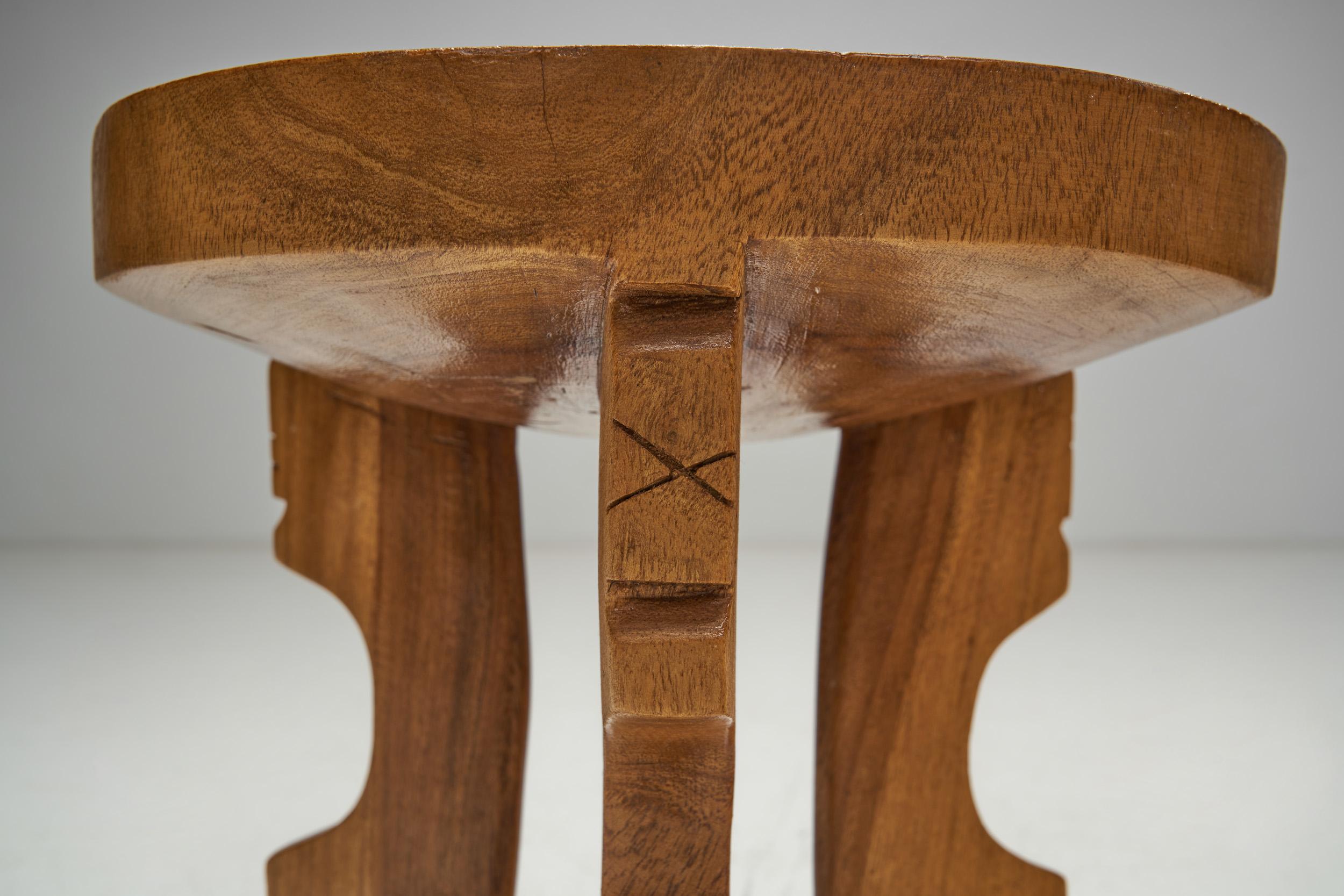 Norwegian Wooden Stool with Carved Legs, Norway, Early 20th Century 8