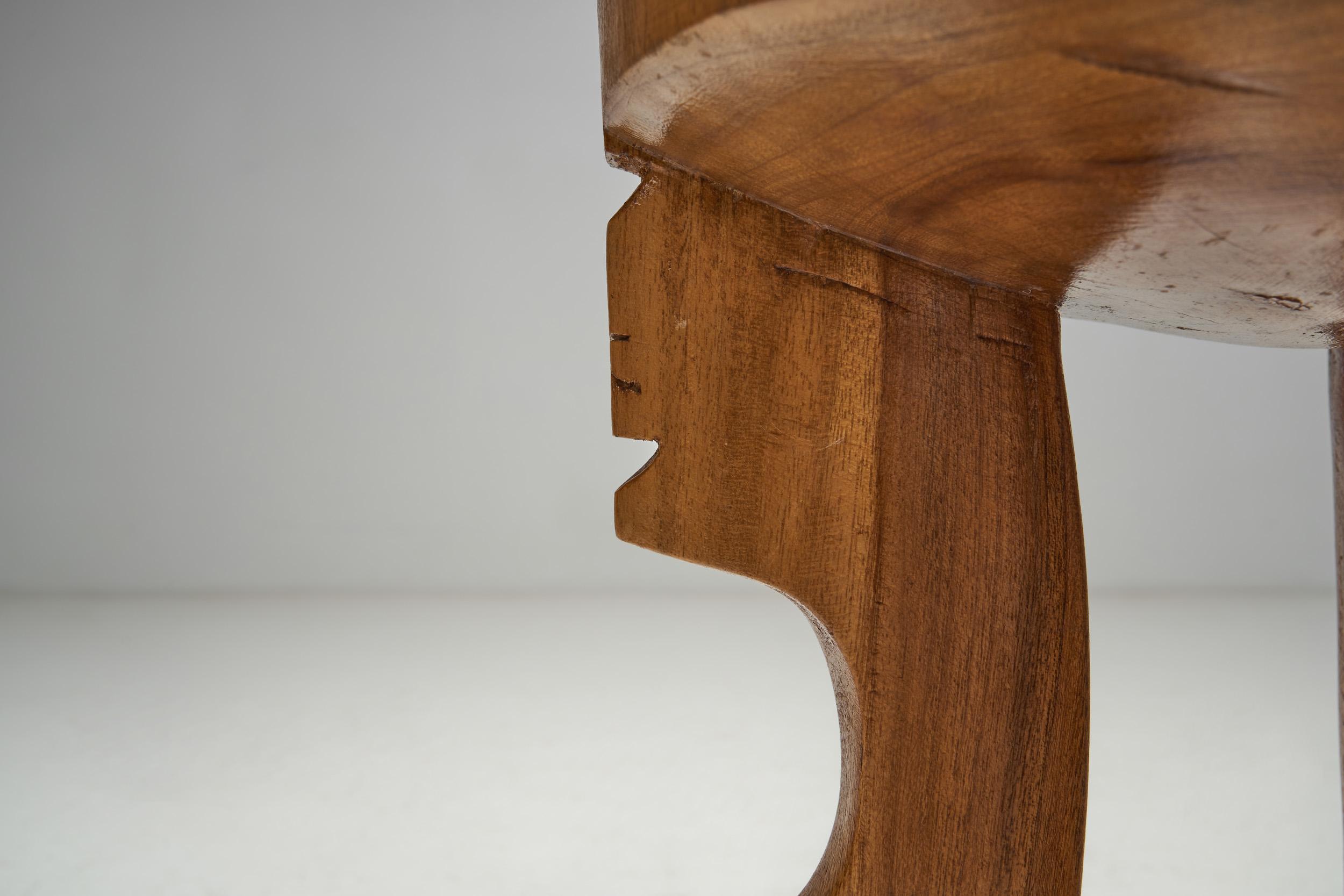 Norwegian Wooden Stool with Carved Legs, Norway, Early 20th Century 9