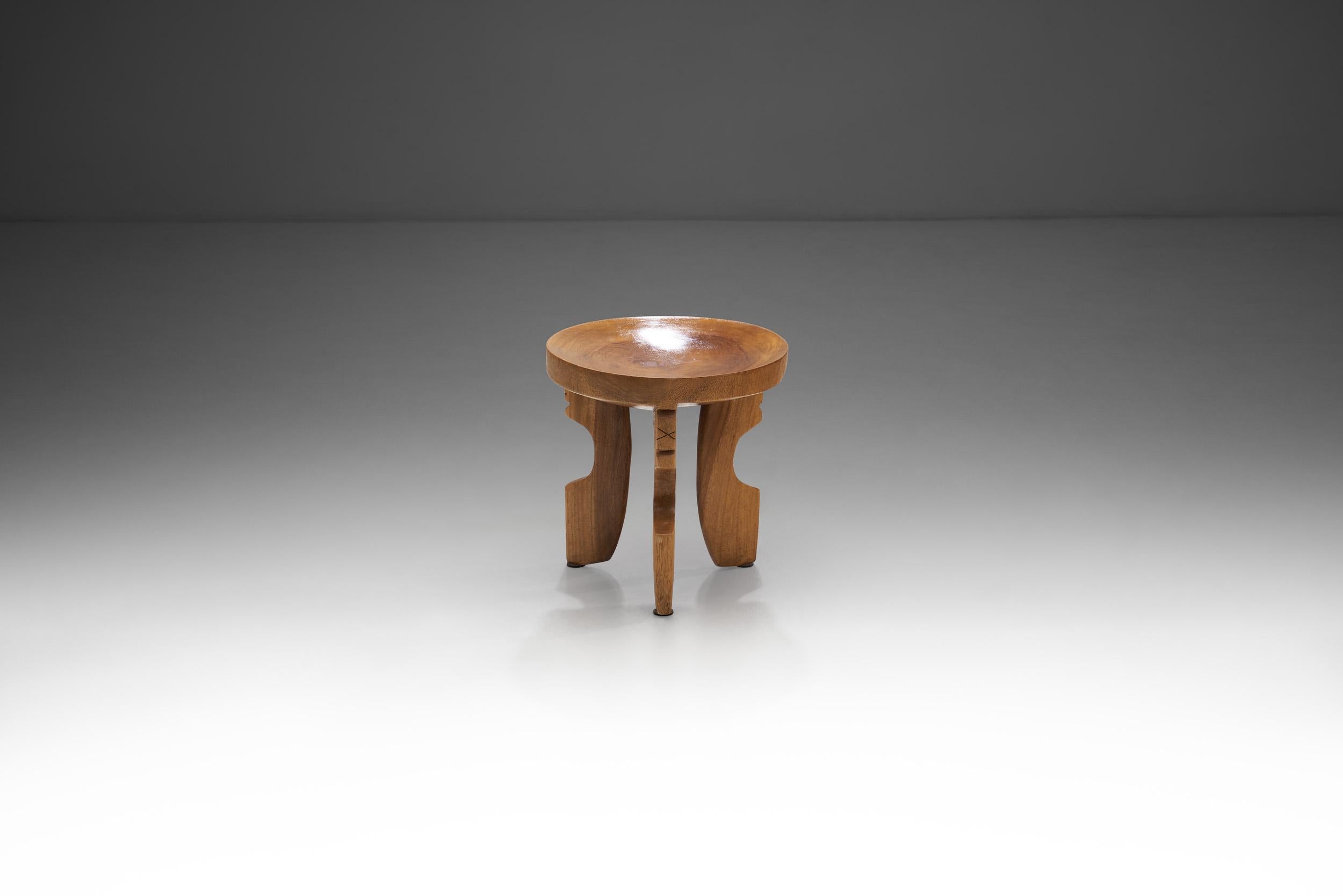 Norwegian Wooden Stool with Carved Legs, Norway, Early 20th Century 1