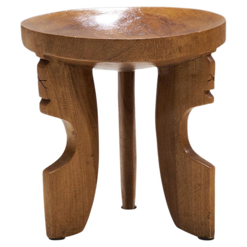 Norwegian Wooden Stool with Carved Legs, Norway, Early 20th Century