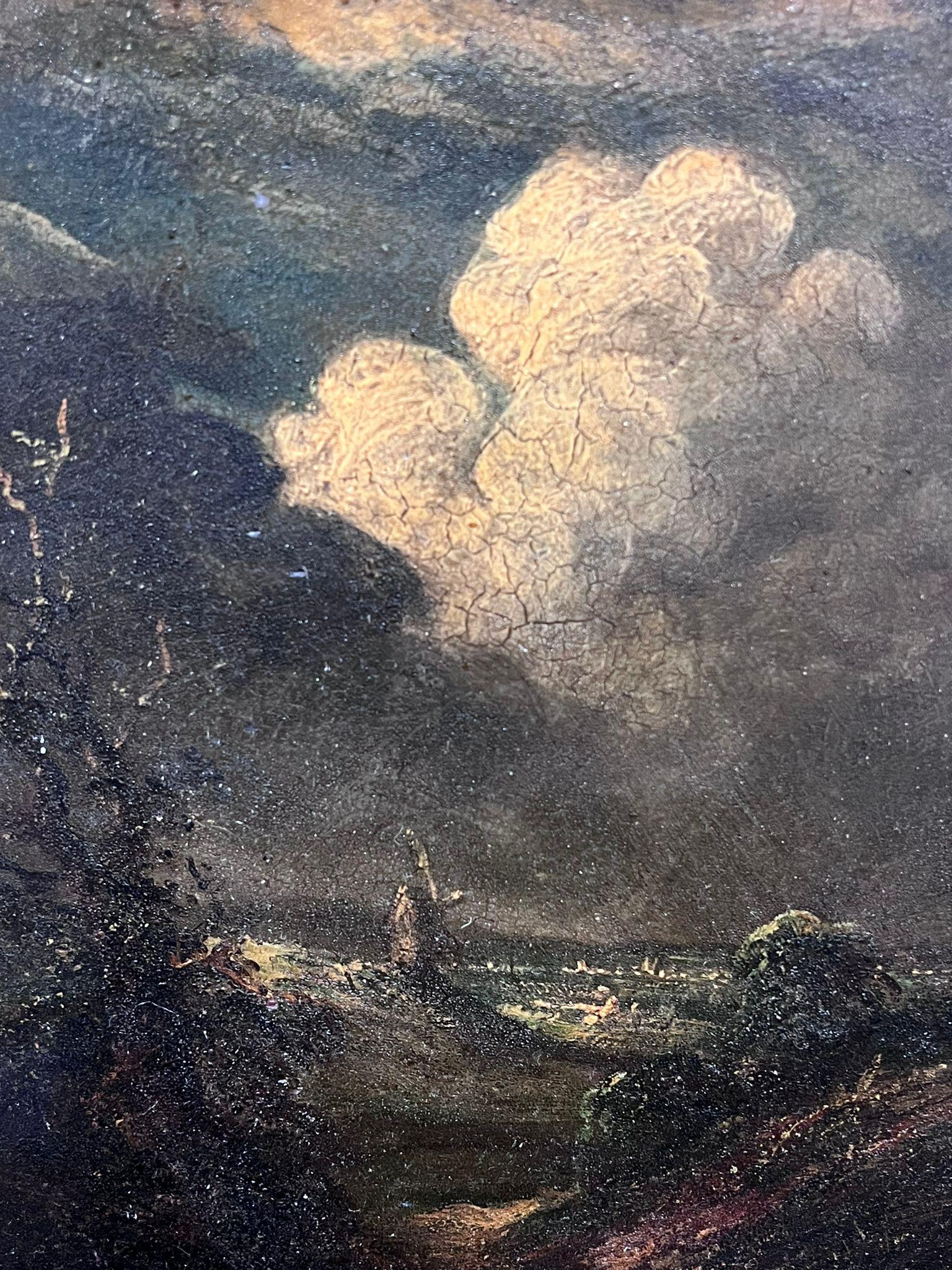Windmill under an Evening Sky
Norfolk School artist from the 19th century
the artist clearly inspired by John Constable's free approach to clouds
oil on wood panel, framed in antique gilt frame which is most likely original to the painting
framed: