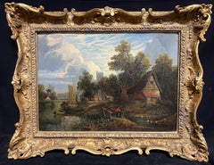 Cottage et figure sur la rivière Wherry, Angleterre, milieu du 19e siècle