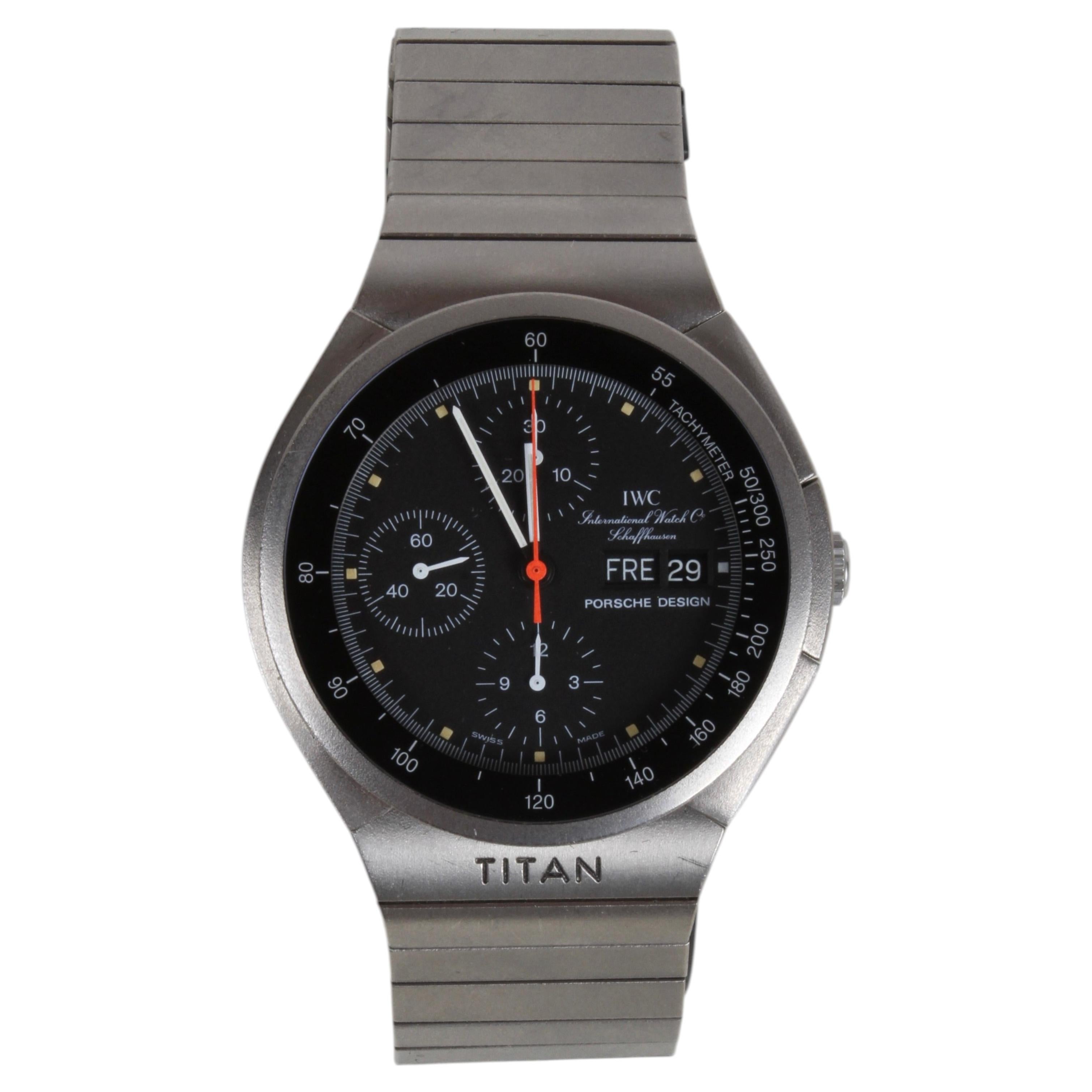 Pre-owned Ferdinand A. Porsche Nos 1982 Iwc Ref. 3700 Porsche Design Automatic Chronograph Titan German Dial In Black