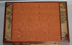 Nos Liberty's London Brown Leather & Silk Desk Tidy Set Pen Pot Filing Note Pad