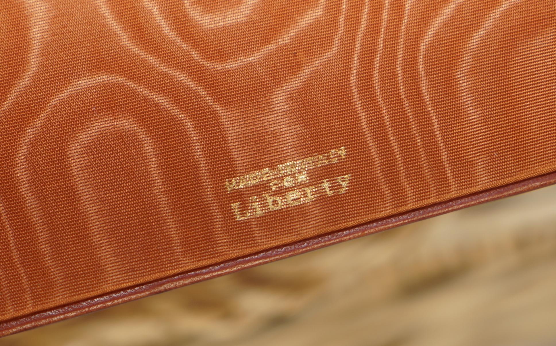 Italian Nos Liberty's London Brown Leather & Silk Desk Tidy Set Pen Pot Filing Note Pad