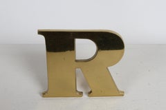 NOS - Mid-Century Modern Carl Auböck Style Brass Initial "R" Paperweight, Japan