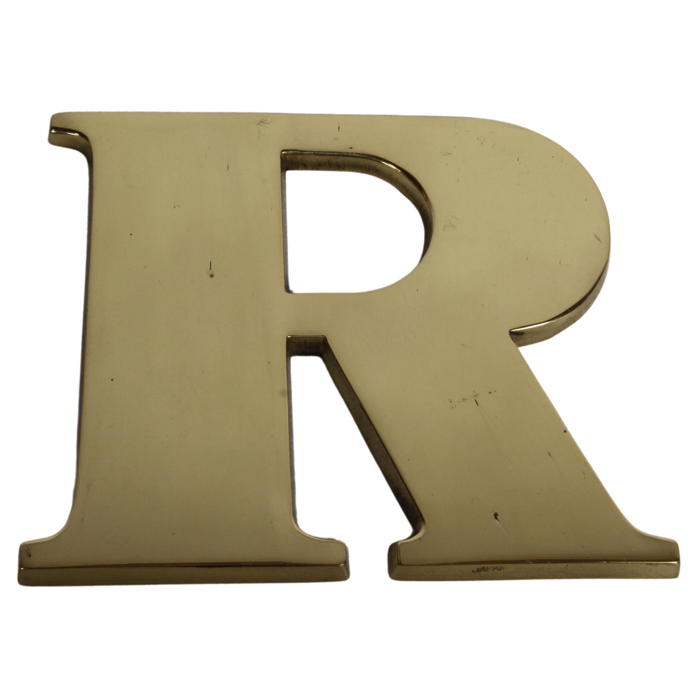 NOS - Mid-Century Modern Carl Auböck Style Brass Initial "R" Paperweight, Japan