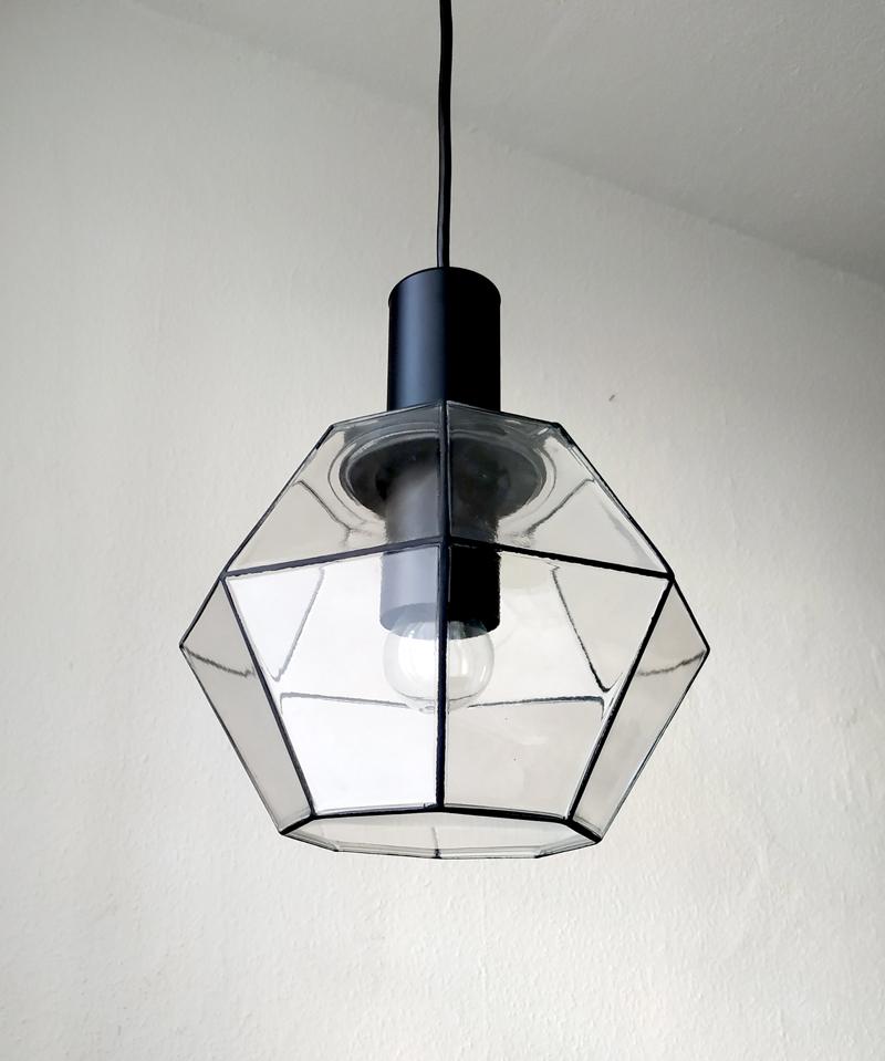 Mid-Century Modern NOS Minimalist German Vintage Blown Glass Ceiling Pendant Light 1960s For Sale