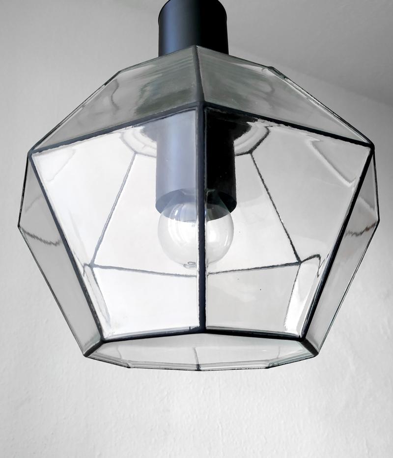 NOS Minimalist German Vintage Blown Glass Ceiling Pendant Light 1960s In Excellent Condition For Sale In Berlin, DE