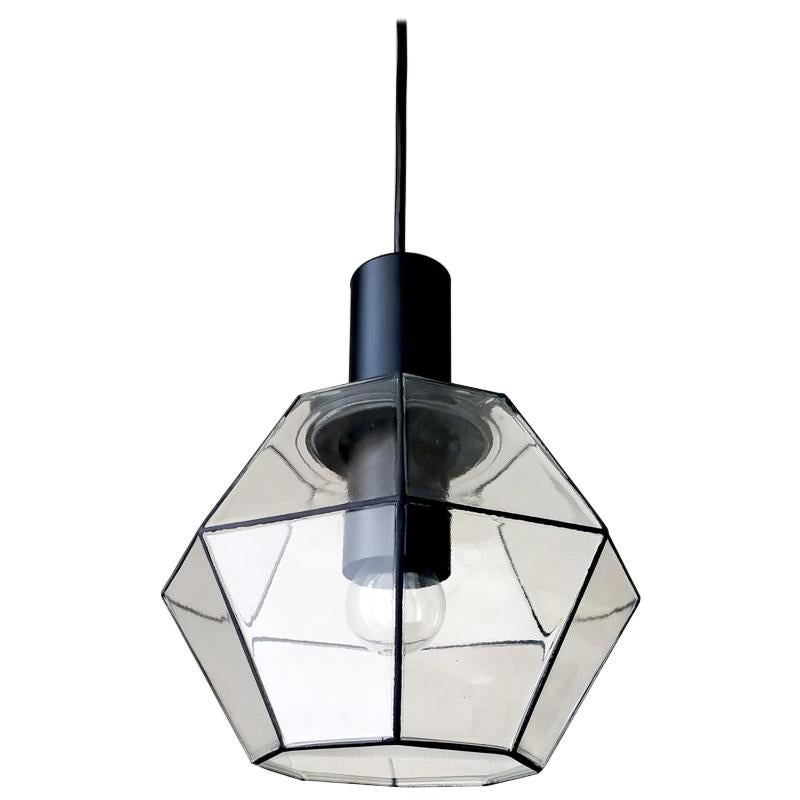 NOS Minimalist German Vintage Blown Glass Ceiling Pendant Light 1960s
