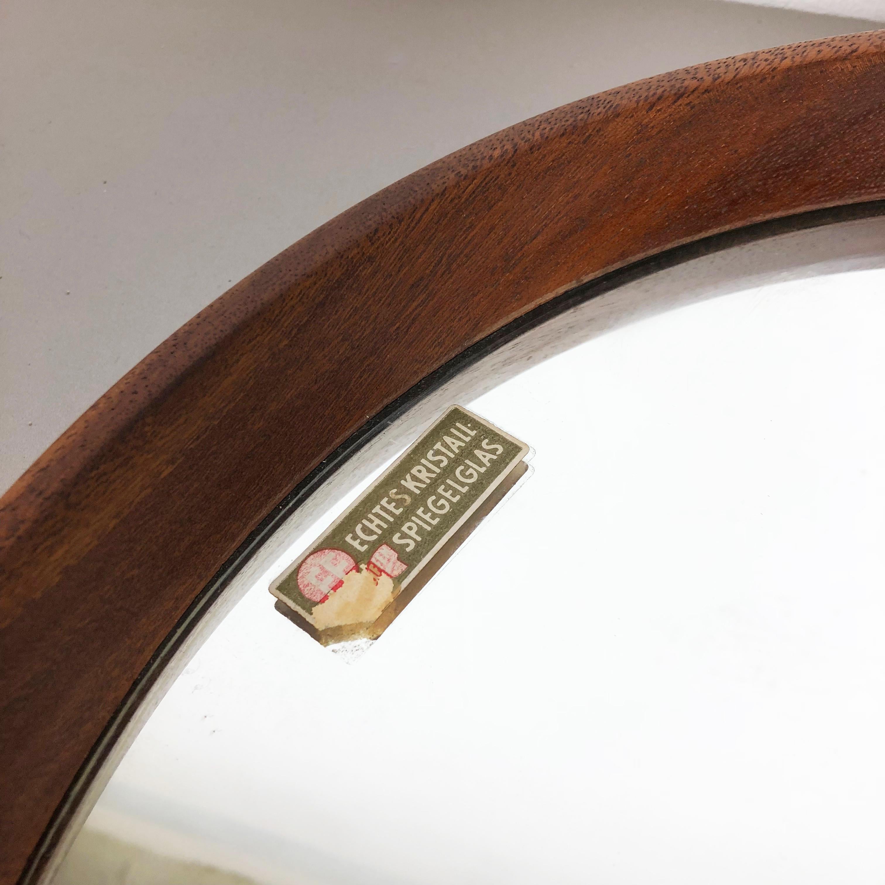 NOS! Original 1960s Crystal Glass and Oak Wood Mirror, Made in Germany Nr. 1 In Excellent Condition For Sale In Kirchlengern, DE