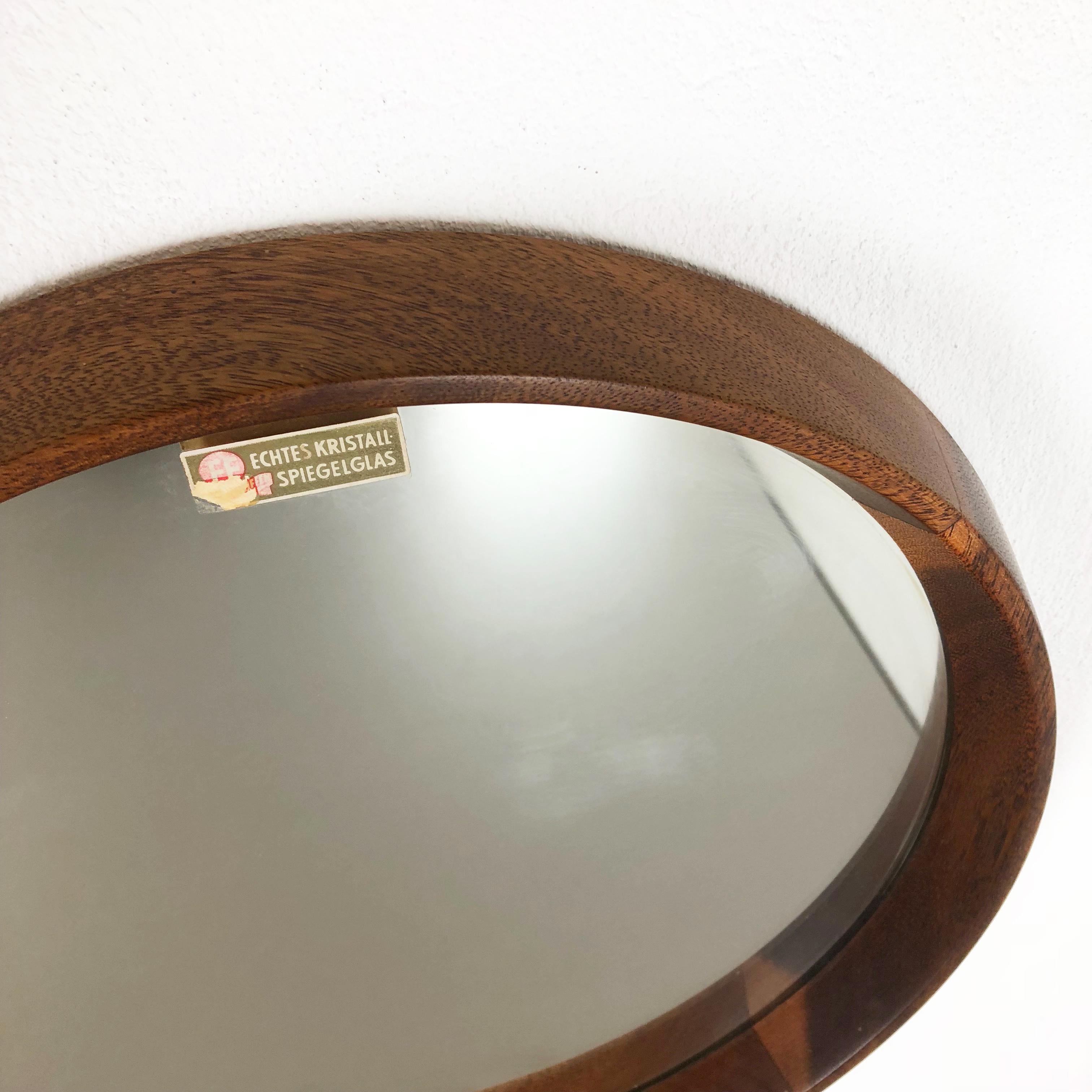 20th Century NOS! Original 1960s Crystal Glass and Oak Wood Mirror, Made in Germany Nr. 1 For Sale