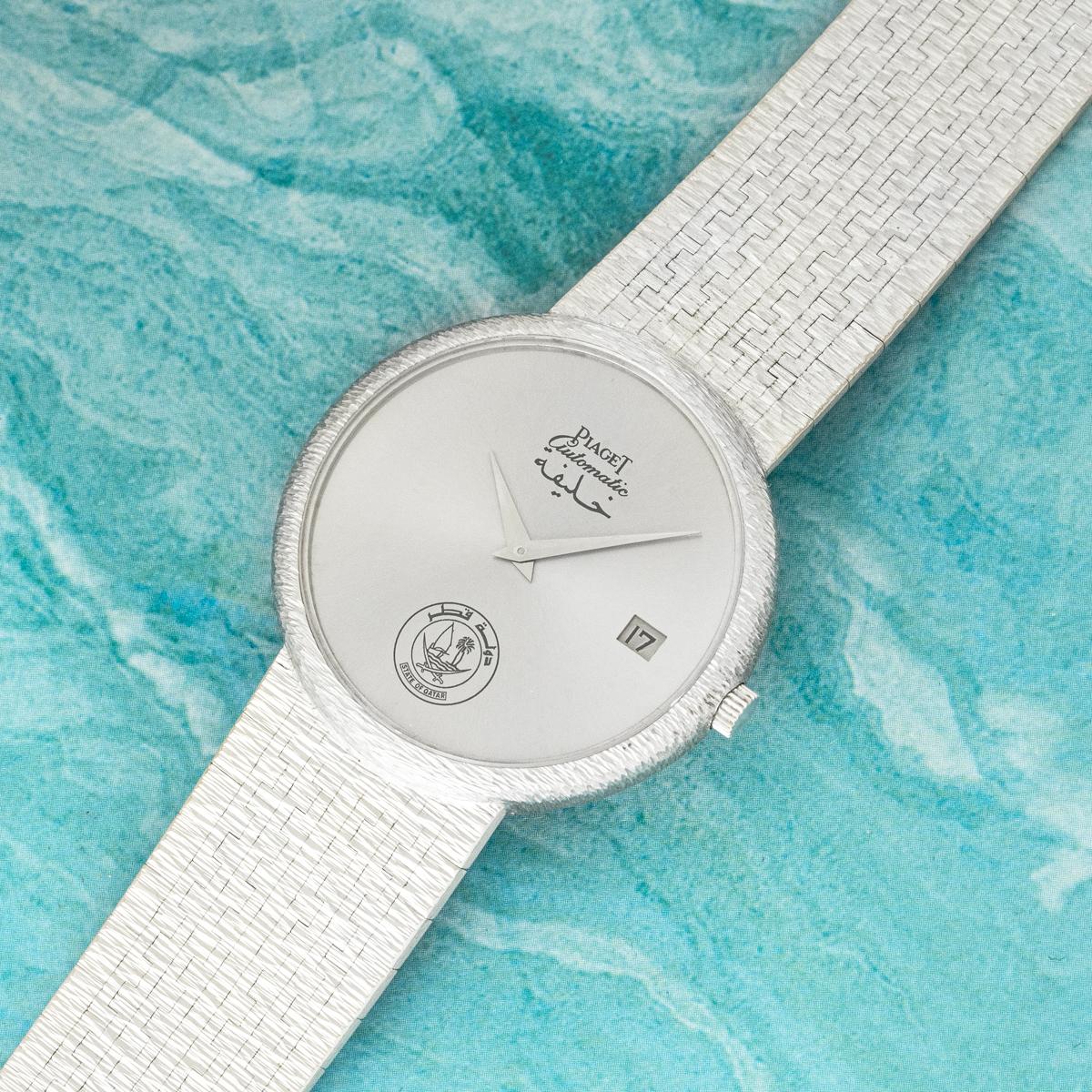 NOS Piaget Ultra-Thin Automatic White Gold Qatar Crest Dial 13342 A6 For Sale 3