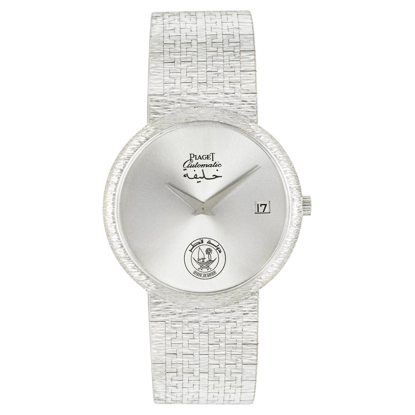 NOS Piaget Ultra-Thin Automatic White Gold Qatar Crest Dial 13342 A6 For Sale
