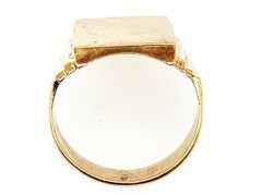 NOS Retro Mens Signet Ring Yellow Gold Monogram Original 1940-1950