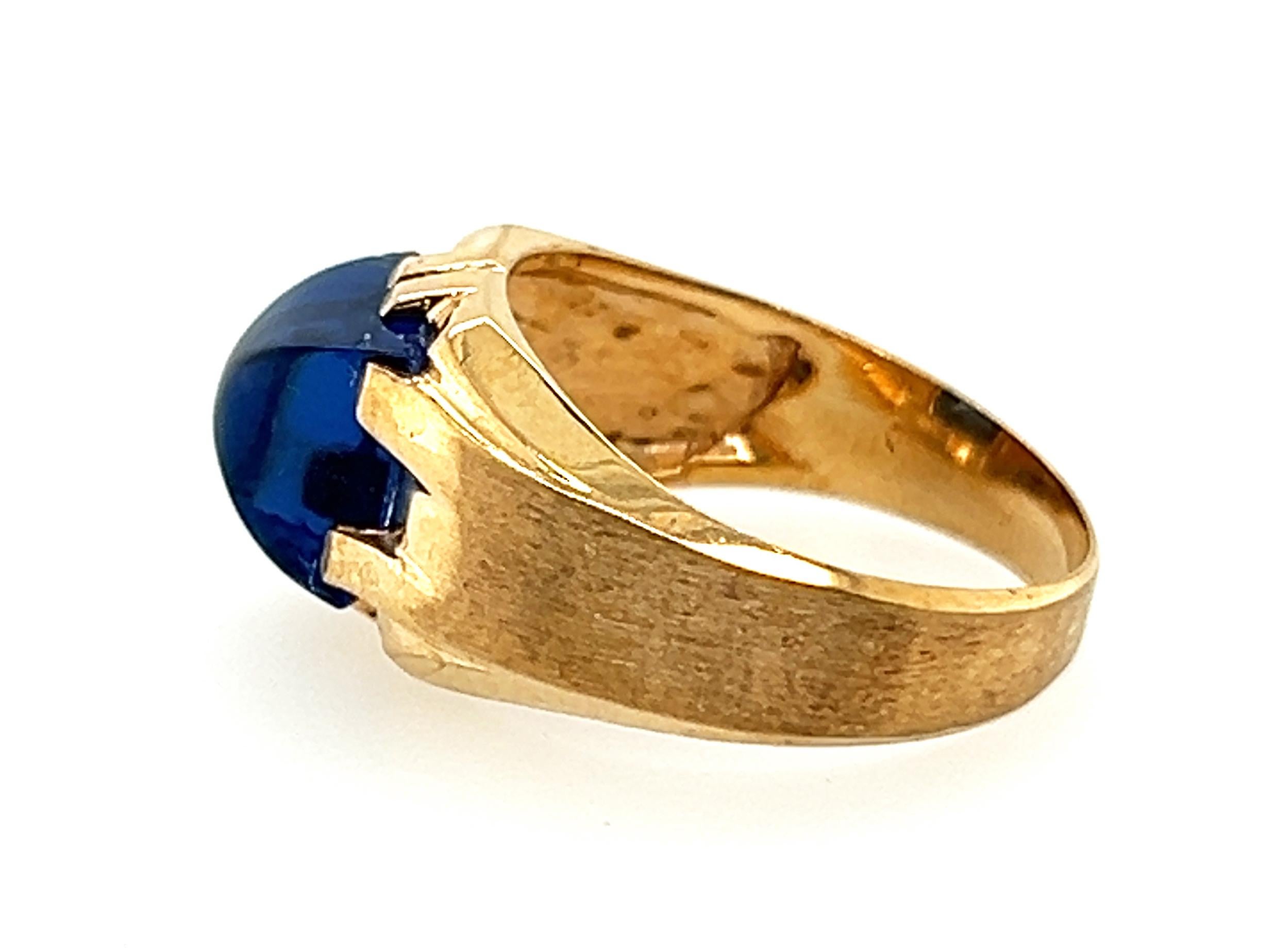 NOS Retro Saphir Herrenring 4ct Antiker Original 1940-1950 Gelbgold (Kegel-Cabochon)