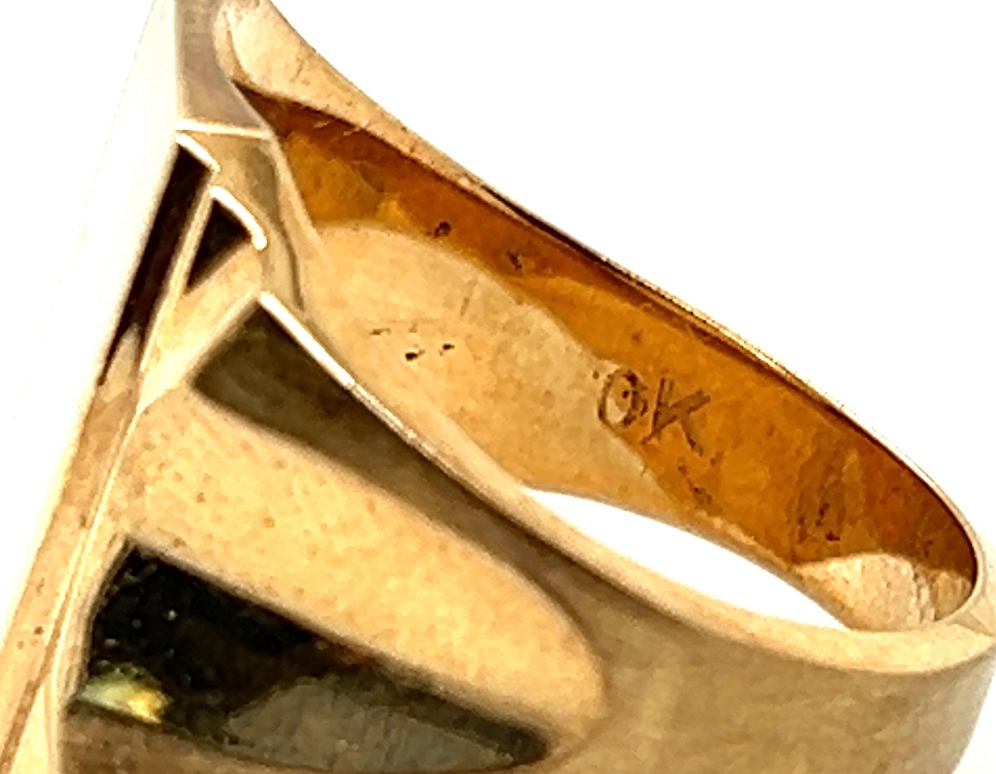 NOS Retro Signet Ring Yellow Gold Monogram SECO Original 1940-1950 1