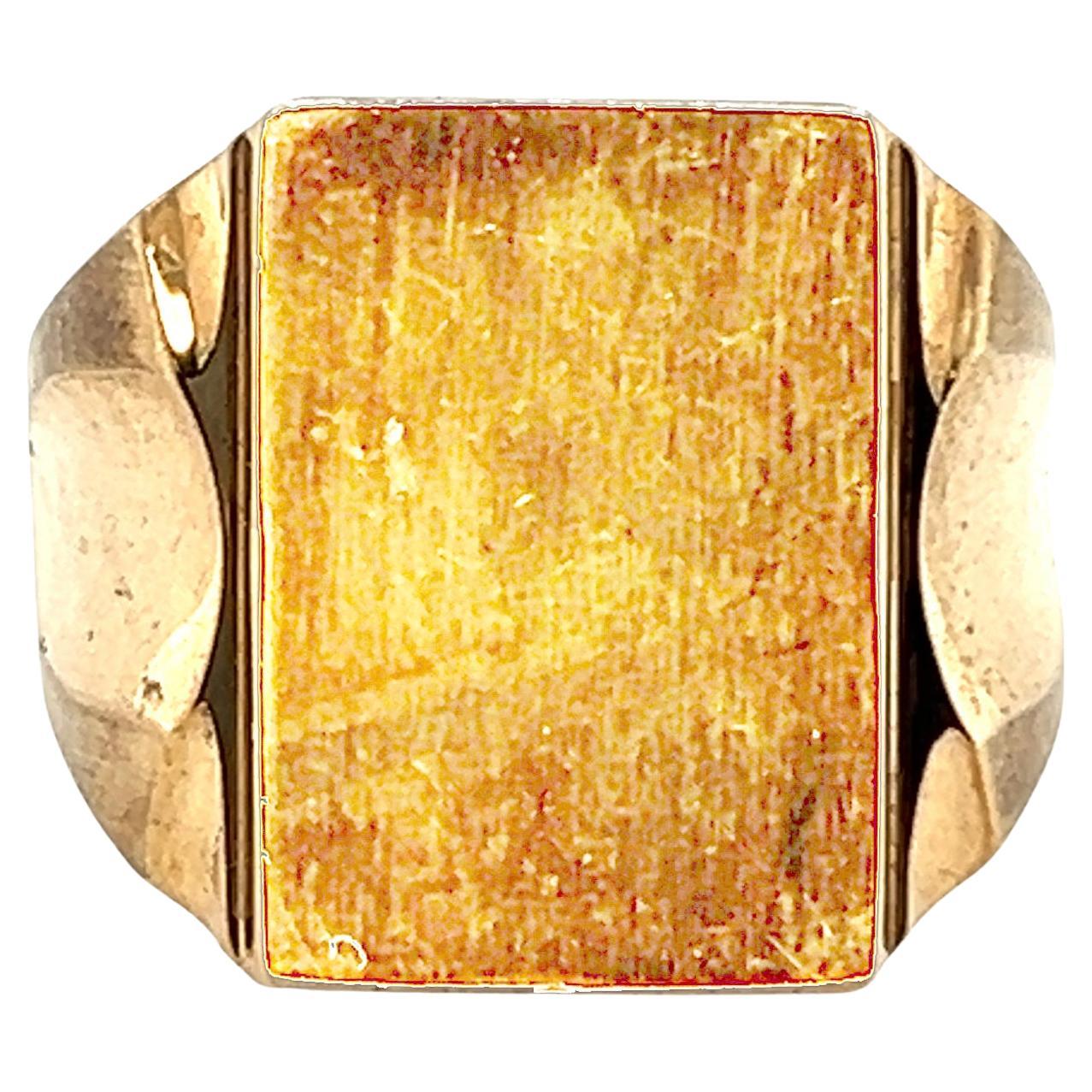 NOS Retro Signet Ring Yellow Gold Monogram SECO Original 1940-1950