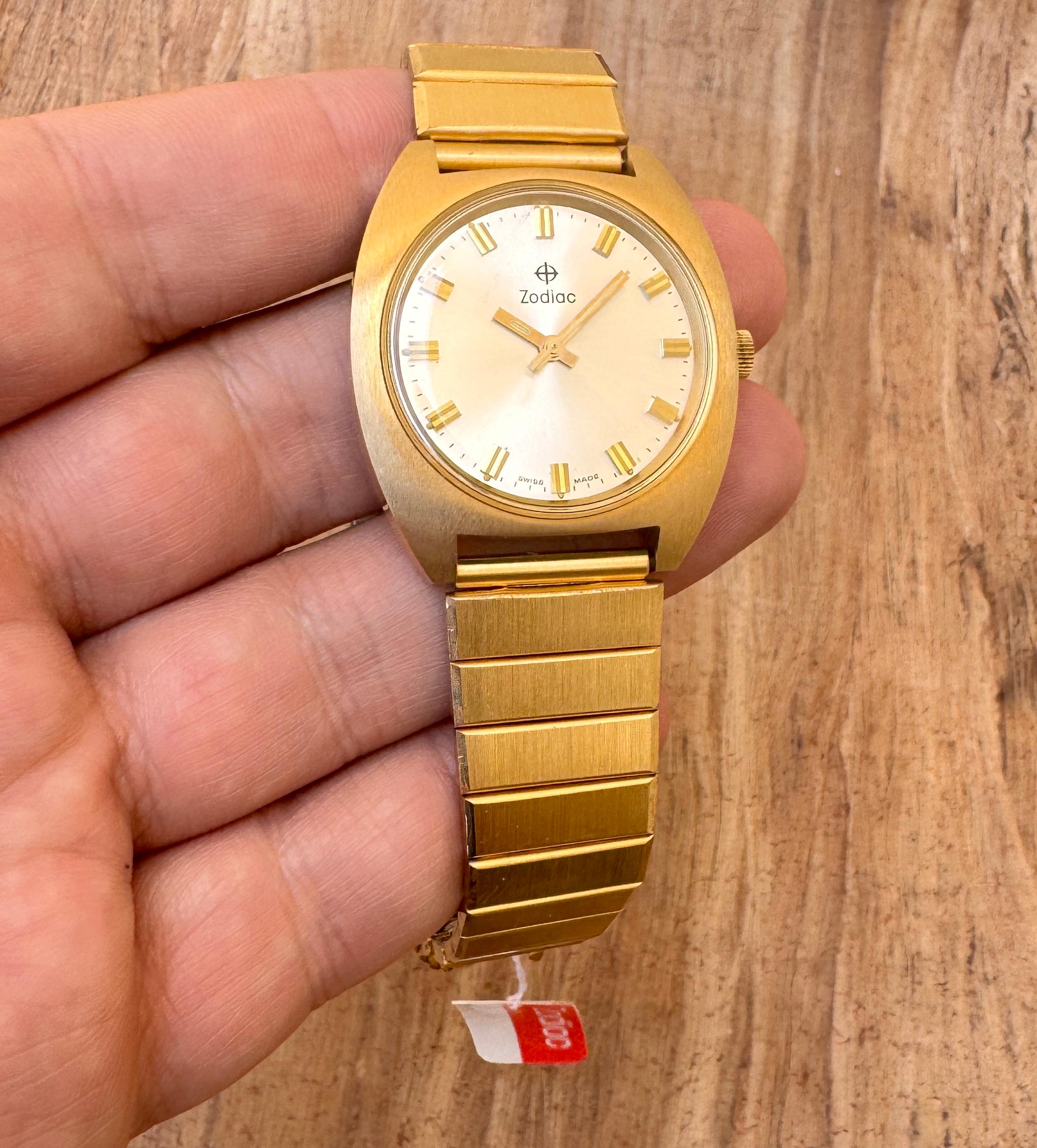 NOS  ZODIAC OLYMPOS 6136133168 Gold Plated Cal61A Automatic In Original Box For Sale 6