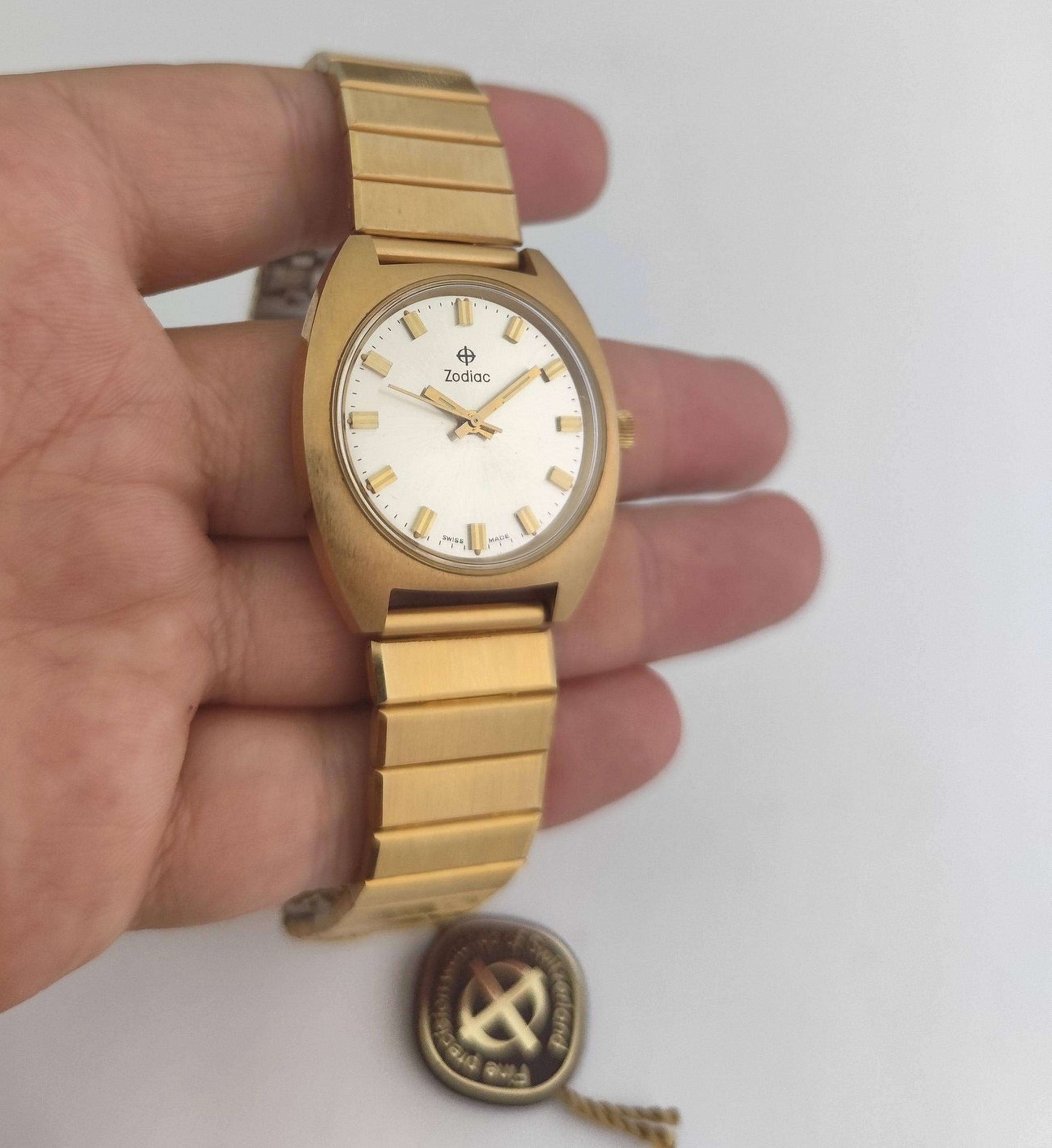NOS  ZODIAC OLYMPOS 6136133168 Gold Plated Cal61A Automatic In Original Box For Sale 8